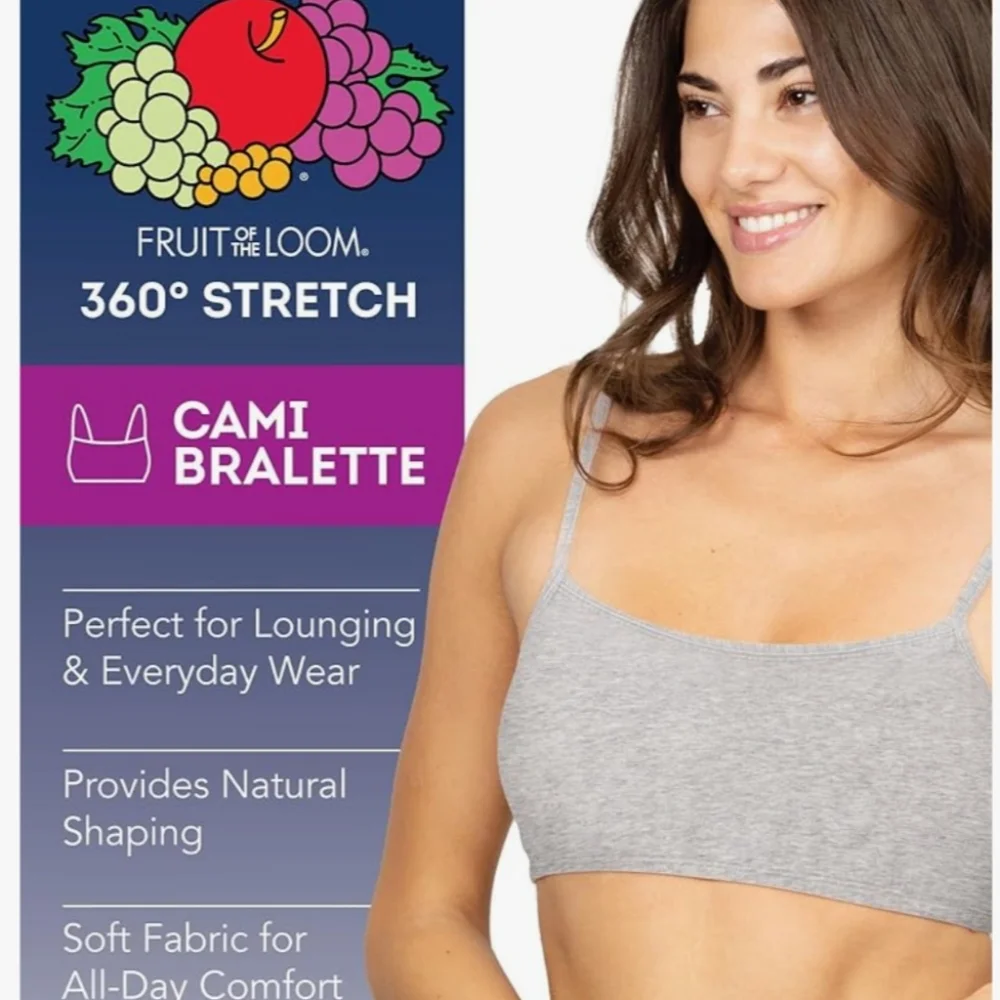 Fruit Of The Loom Spaghetti Strap Sports Bras Size 42 White Gray Blue Value Pack - Picture 5 of 8
